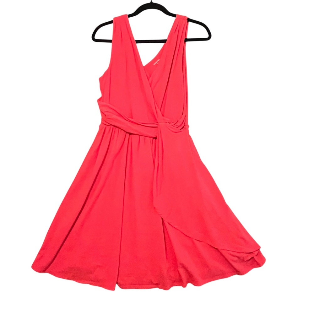 Garnet Hill Sleeveless‎ Wrap Dress Small Red Cotton Blend Casual Summer